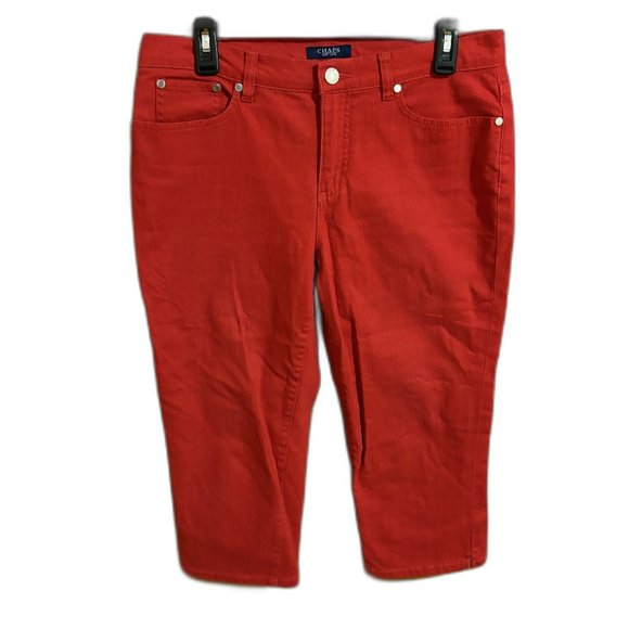 WOMEN'S CHAPS CAPRI STRETCH‎ JEANS RED COLOR SIZE 8 - Picture 1 of 13